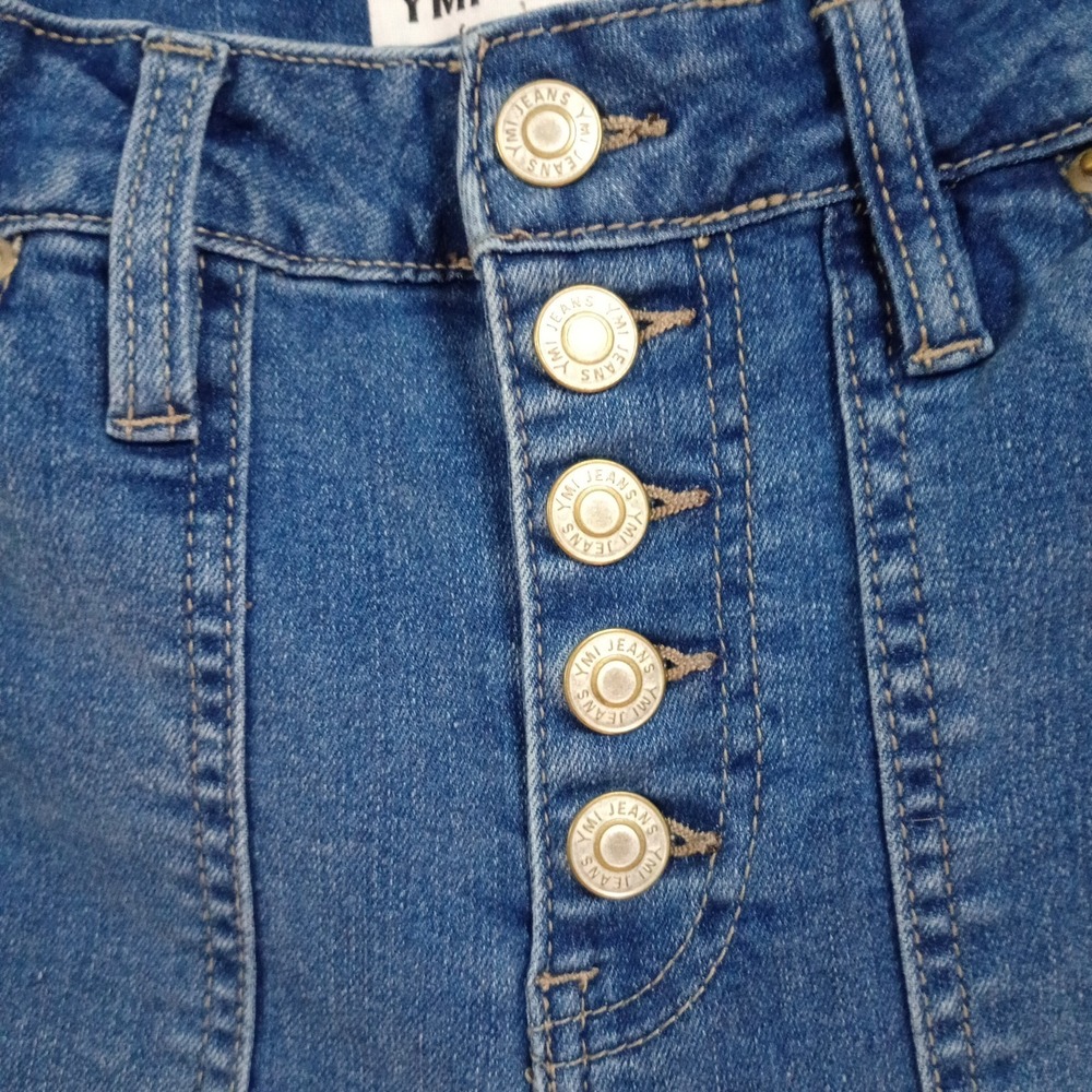 YMI High Rise Flare Denim Jeans Womens‎ Size 5 / 27 Blue Button Fly Festival - Picture 10 of 16